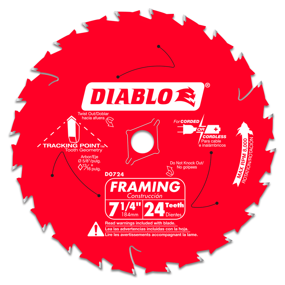 Carbide Blade-Diablo 7-1/4in x 24T 10/BX - Power Tool Accessories